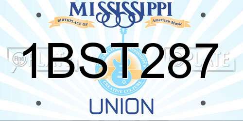 1BST287 Mississippi License Plate