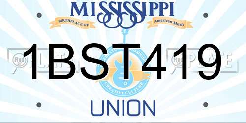 1BST419 Mississippi License Plate