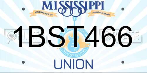 1BST466 Mississippi License Plate