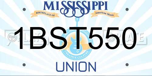 1BST550 Mississippi License Plate