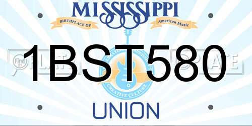 1BST580 Mississippi License Plate