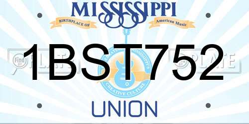 1BST752 Mississippi License Plate