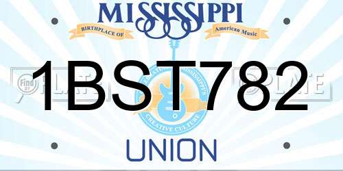 1BST782 Mississippi License Plate