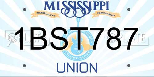 1BST787 Mississippi License Plate
