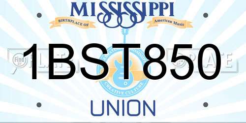 1BST850 Mississippi License Plate