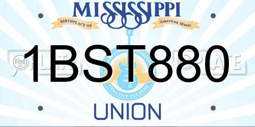 1BST880 Mississippi License Plate