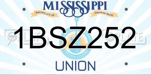 1BSZ252 Mississippi License Plate