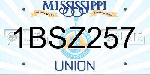 1BSZ257 Mississippi License Plate