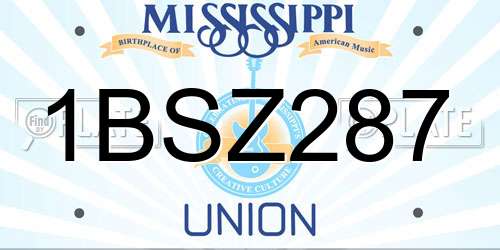 1BSZ287 Mississippi License Plate