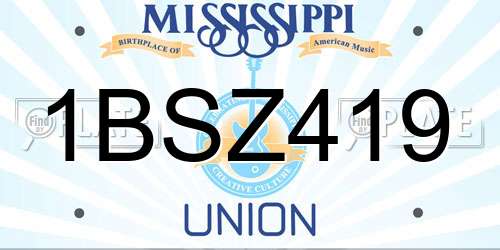 1BSZ419 Mississippi License Plate
