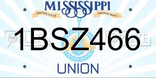 1BSZ466 Mississippi License Plate
