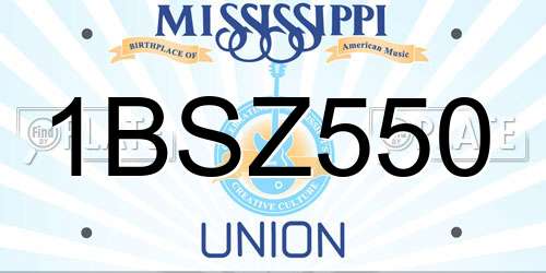 1BSZ550 Mississippi License Plate