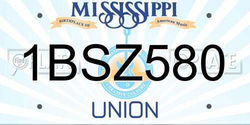 1BSZ580 Mississippi License Plate