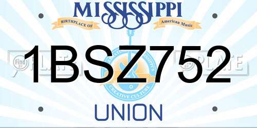 1BSZ752 Mississippi License Plate