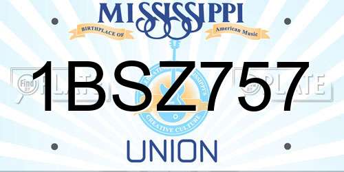 1BSZ757 Mississippi License Plate