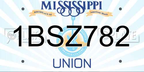 1BSZ782 Mississippi License Plate