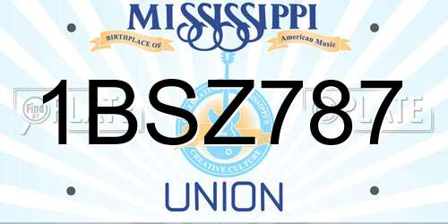 1BSZ787 Mississippi License Plate