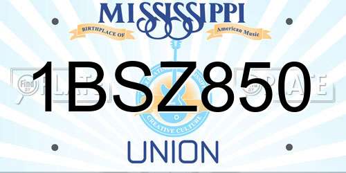 1BSZ850 Mississippi License Plate