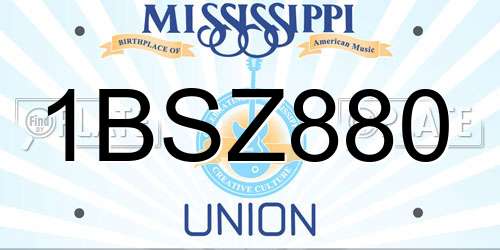 1BSZ880 Mississippi License Plate