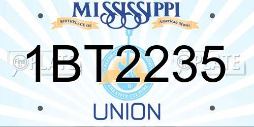 1BT2235 Mississippi License Plate
