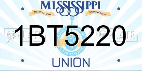 1BT5220 Mississippi License Plate