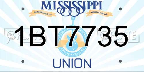 1BT7735 Mississippi License Plate