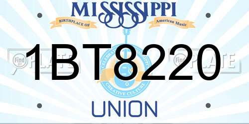 1BT8220 Mississippi License Plate
