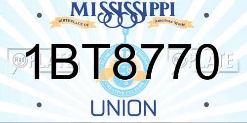 1BT8770 Mississippi License Plate