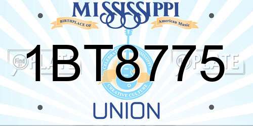 1BT8775 Mississippi License Plate