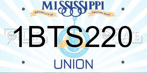 1BTS220 Mississippi License Plate