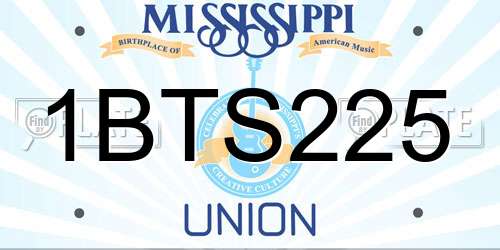 1BTS225 Mississippi License Plate