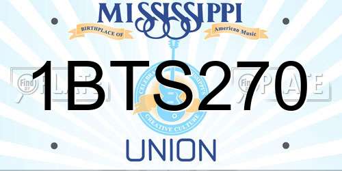 1BTS270 Mississippi License Plate