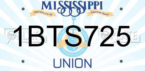 1BTS725 Mississippi License Plate