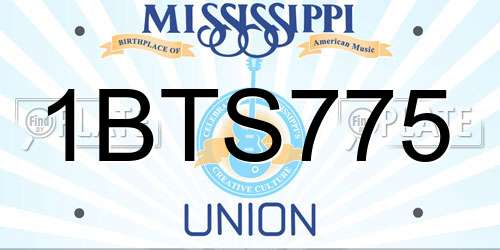 1BTS775 Mississippi License Plate