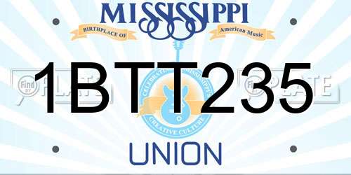 1BTT235 Mississippi License Plate