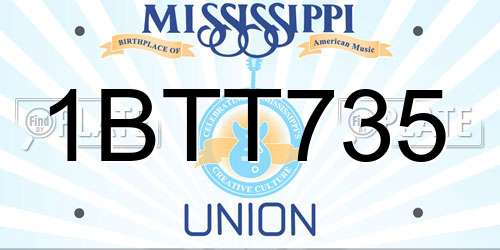 1BTT735 Mississippi License Plate