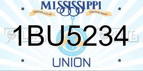 1BU5234 Mississippi License Plate