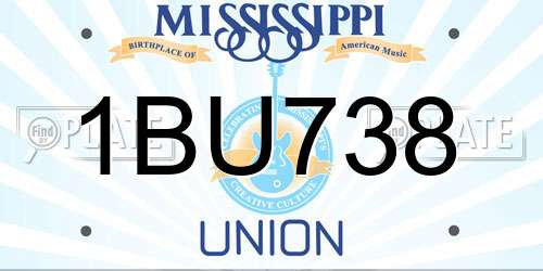 1BU738 Mississippi License Plate