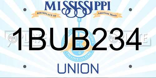 1BUB234 Mississippi License Plate