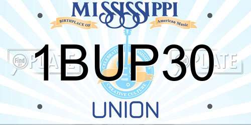 1BUP30 Mississippi License Plate