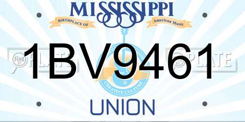 1BV9461 Mississippi License Plate