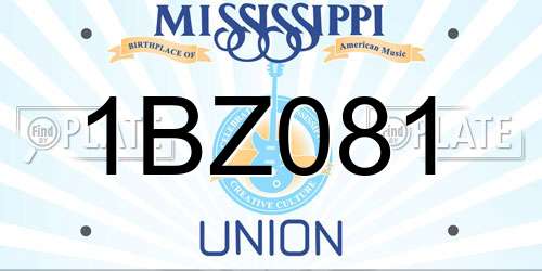 1BZ081 Mississippi License Plate