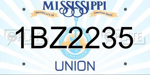 1BZ2235 Mississippi License Plate