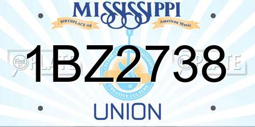 1BZ2738 Mississippi License Plate