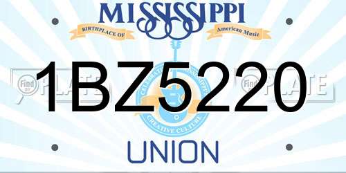 1BZ5220 Mississippi License Plate