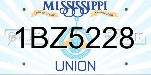 1BZ5228 Mississippi License Plate