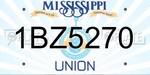 1BZ5270 Mississippi License Plate