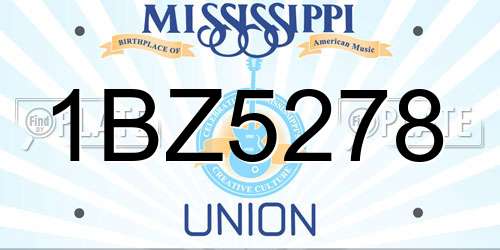 1BZ5278 Mississippi License Plate