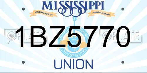 1BZ5770 Mississippi License Plate