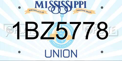 1BZ5778 Mississippi License Plate